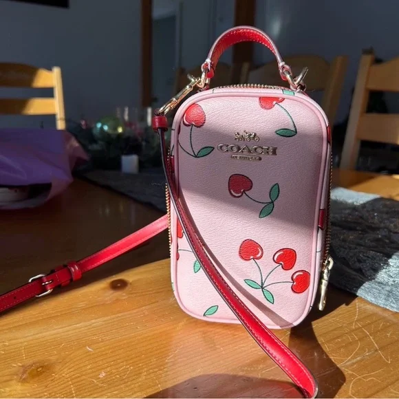 Coach Cherry Print Pink Crossbody Bag - Picture 7 of 10